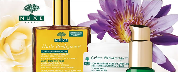 Nuxe Skin Care and Hair and Body Oils.